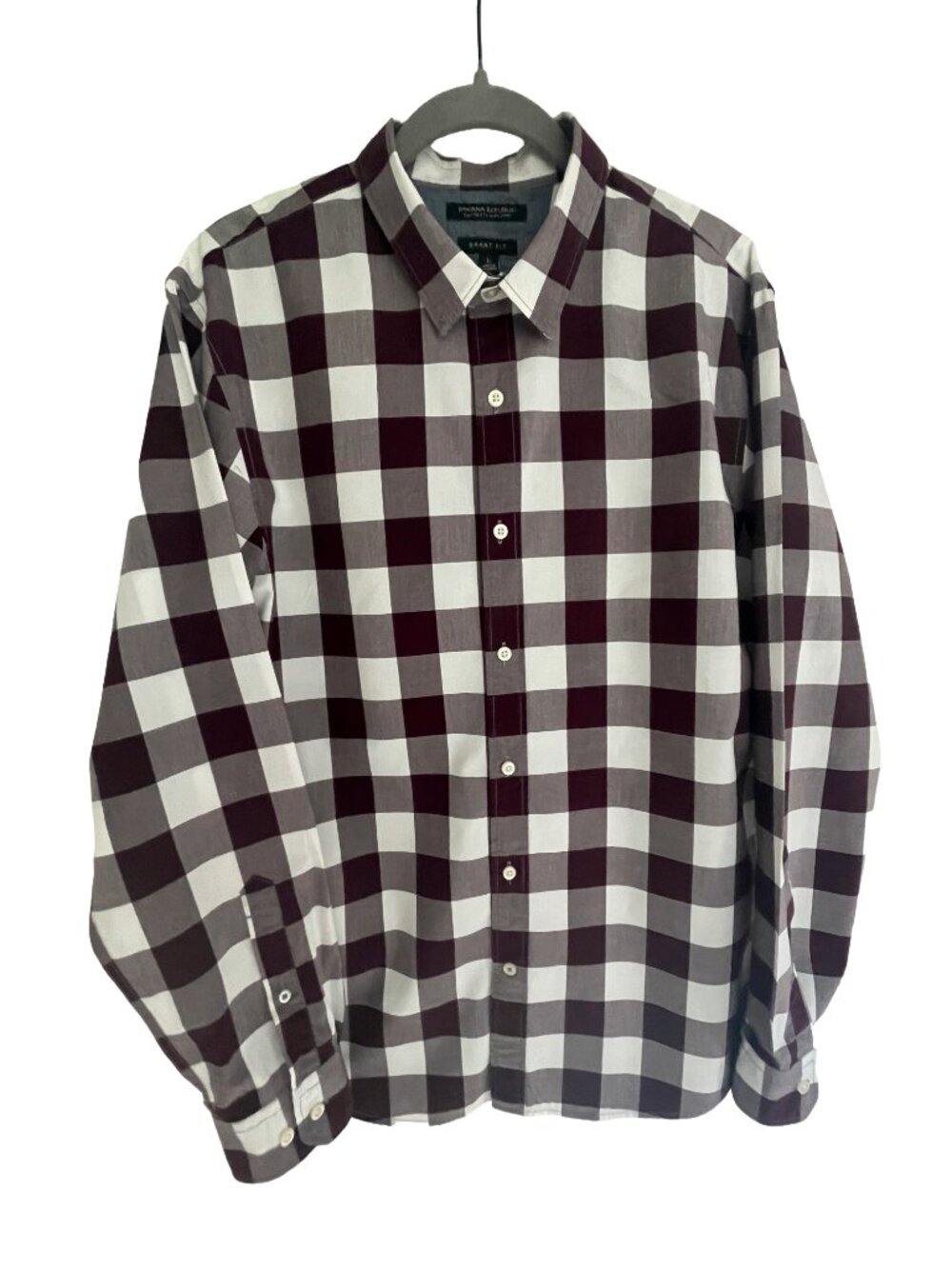 Banana Republic Grant Fit Buffalo Check Cotton Shirt L Custom 078 Wash